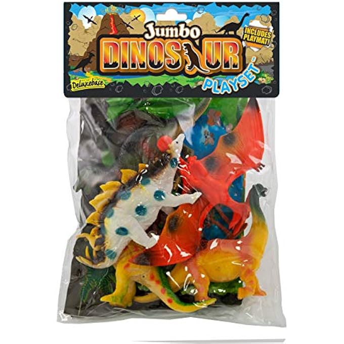 Deluxebase JUMBO PLAYSET - DINOSAUR FROM LARGE DINOSAUR FIGURES TOY SET. BAG OF LARGE DINOSAUR TOYS INCLUDING STEGOSAURUS, PTERODACTLY AND SPINOSAURUS. PERFECT DINO TOYS FOR BOYS AND GIRLS - Image 4